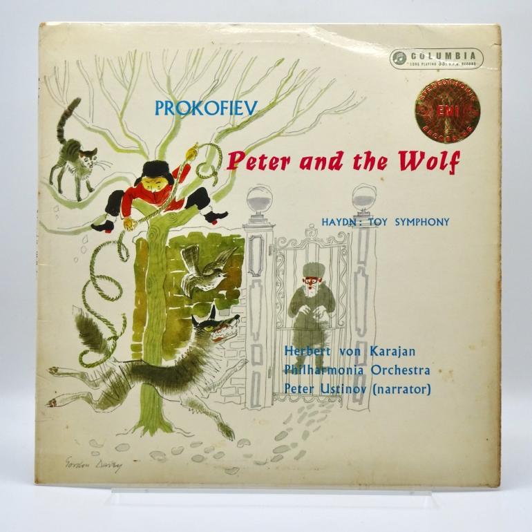Prokofiev PETER AND THE WOLF - Philharmonia Orchestra Cond. Von Karajan -- LP  33 rpm - Made in UK1959-60 - Columbia SAX 2375 - B/S label - ED1/ES1 - Flipback Laminated Cover - OPEN LP