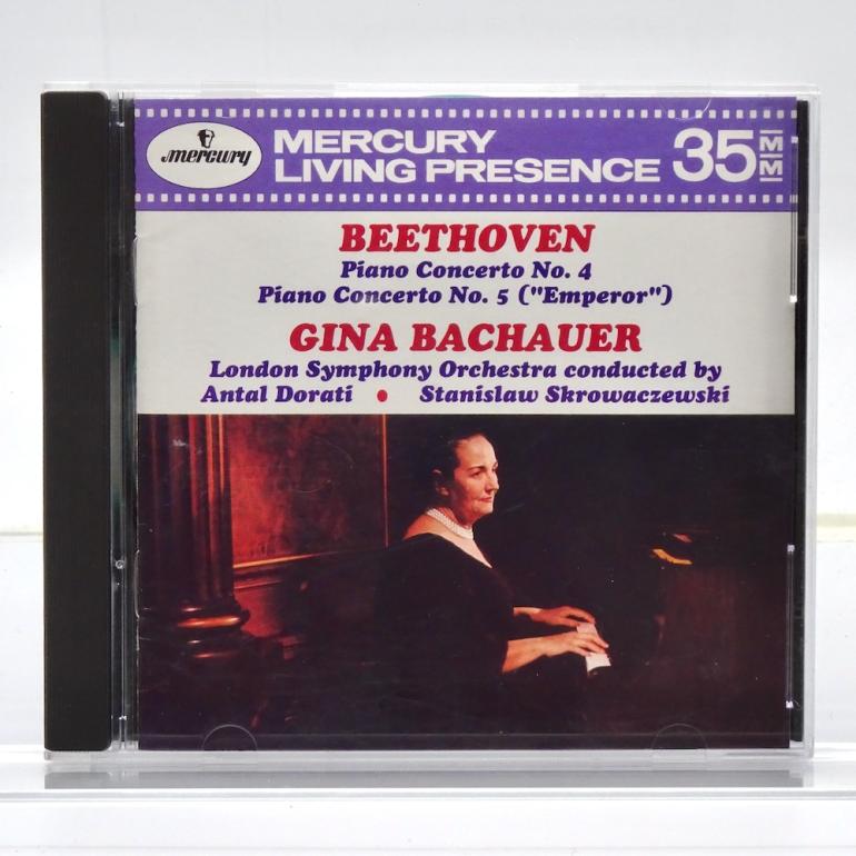 Beethoven PIANO CONCERTOS 4 & 5 / Gina Bachauer / London Symphony Orchestra Cond. A. Dorati, S. Skrowaczewski --  CD -  Made in USA 1991 - MERCURY  432 018-2 - OPEN CD