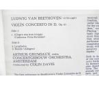 Beethoven Violin Concerto / Arthur Grumiaux - Concertgebouw Orchestra Amsterdam conducted by  Colin Davis  --  LP 33 giri - Made in Holland - foto 1