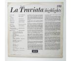 Verdi LA TRAVIATA Highlights / with Chorus and Orchestra of the Maggio Musicale Fiorentino conducted by John Pritchard --  LP 33 giri - Made in UK  - foto 3