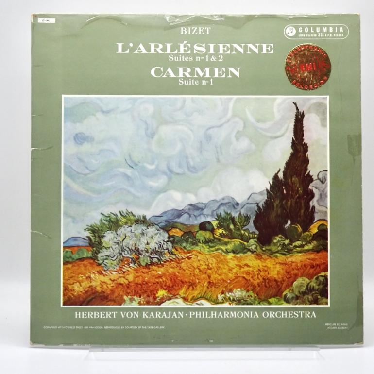 Bizet L'ARLESIENNE  & CARMEN SUITES / Philharmonia Orchestra Cond. Von Karajan -- LP 33 giri - Made in UK 1959 - Columbia SAX 2289 - B/S label - ED1/ES1 - Flipback Laminated Cover - LP APERTO