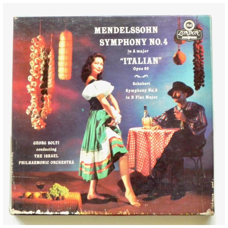 Mendelssohn SYMPHONY NO. 4 - Schubert SYMPHONY NO. 5 /  The Israel Phil. Orch. - Solti - LONDON - LCL 80009 - Nastro Magnetico Registrato su bobina da 18 cm - 4 tracce - Velocit&agrave; 19 cm/sec-Originale